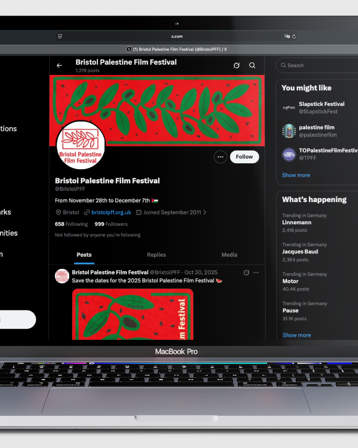 Bristol Palestine Film Festival, social media, bpff